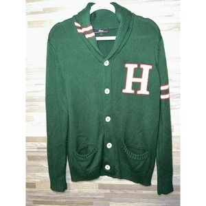 Varsity cardigan sweater Green Size Large , Letter H #K